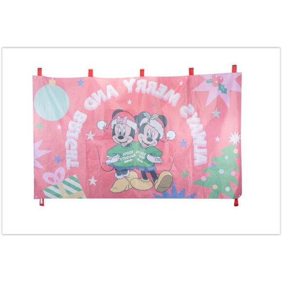 Gemmy Disney Mickey Minnie 8 ft Merry & Bright Christmas Decor Backdrop Banner - Picture 4 of 7